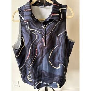 Curvy Plus XXL Navy Black Ladies Golf Sleeveless Polo Not clingy! Flattering